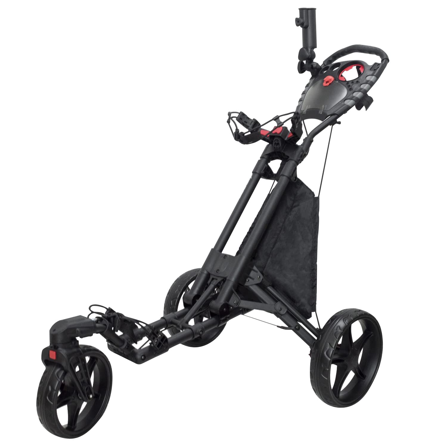360° Swivel Front Wheel Golf Push Cart with Instant Foot Brake - Includes Free Umbrella Holder | Lightweight Golf Trolley for Easy Course Navigation & Storage