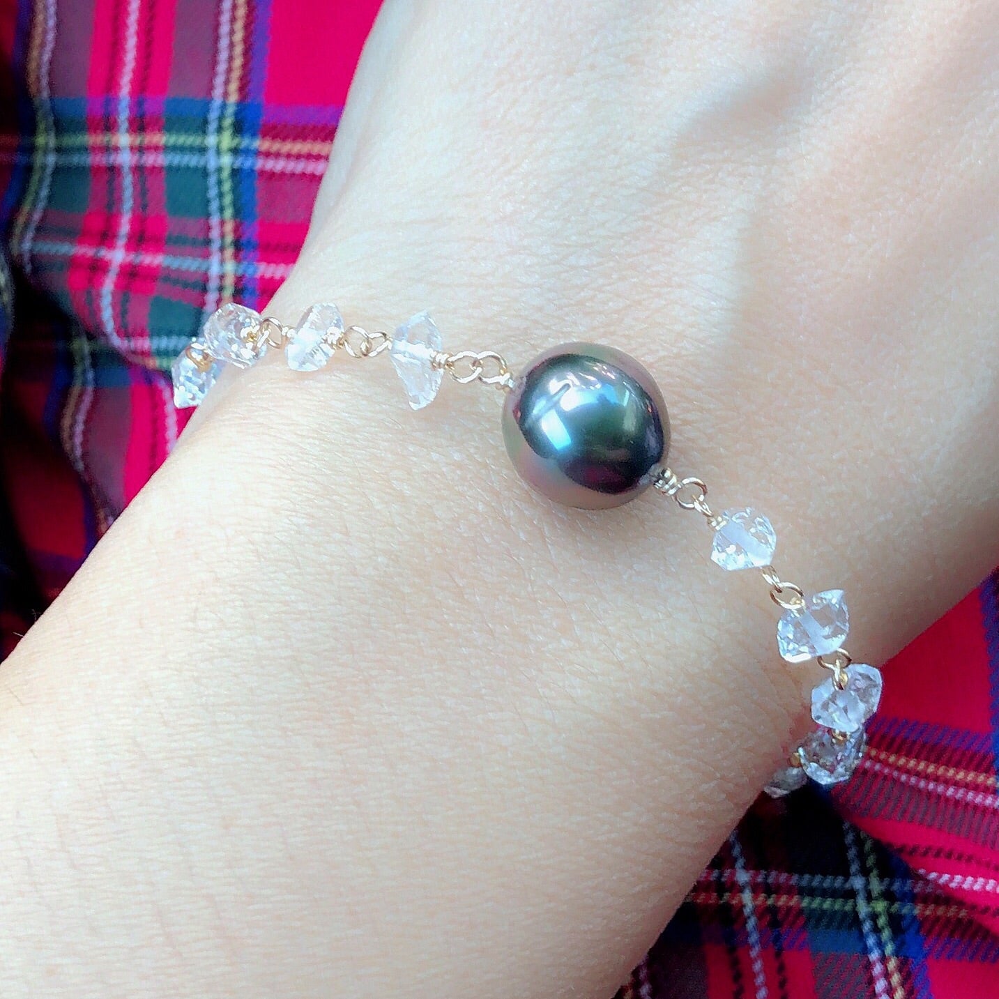 HAUNANI Herkimer Diamond Bracelet (B407) - Elegant Crystal Jewelry for Women, Perfect for Gifts, Parties & Everyday Wear