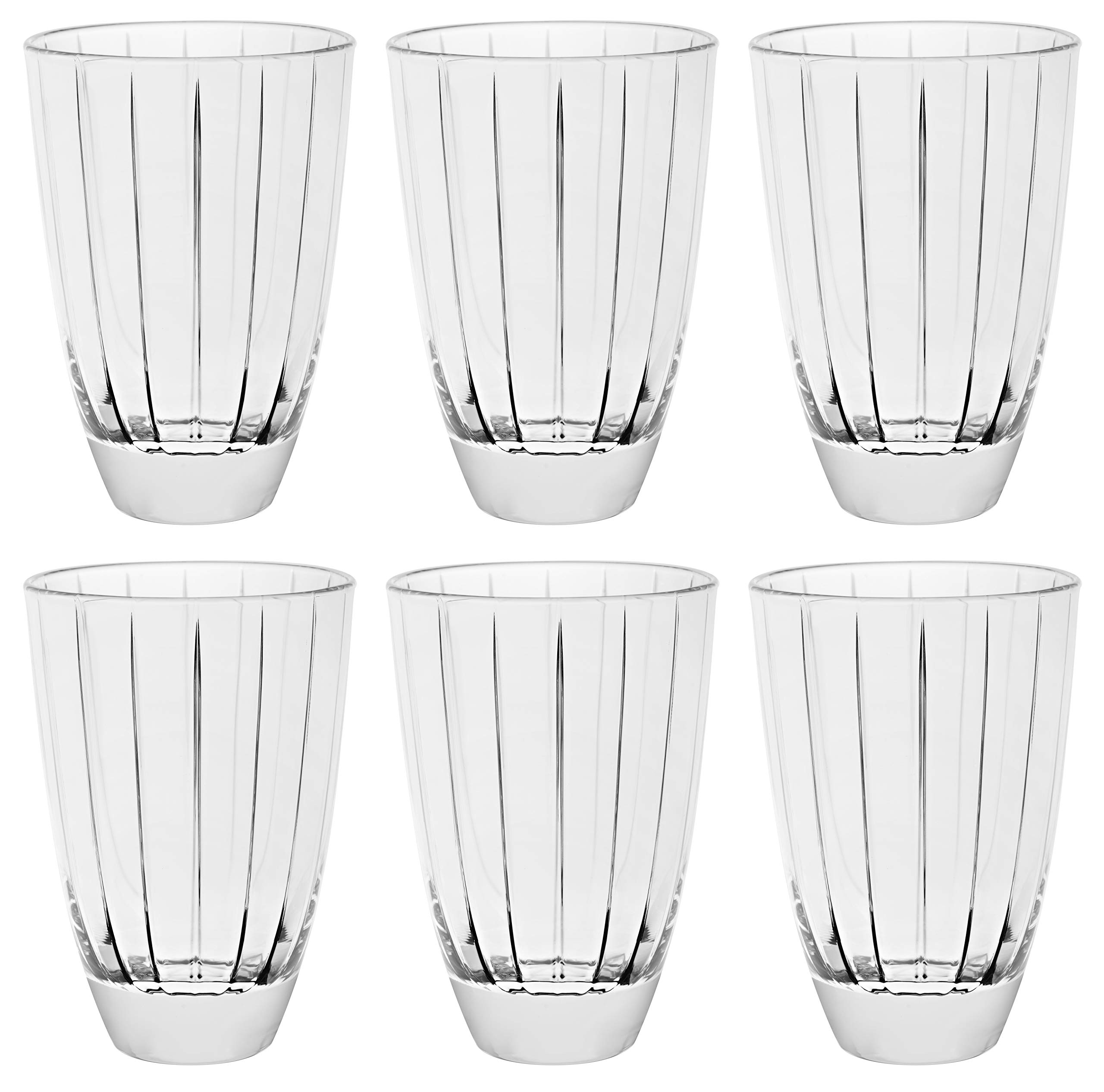 Barski European Art Glass Highball Tumbler Set - 16.5 oz (Set of 6) - Handcrafted in Europe - Elegant Cocktail Glasses for Whiskey, Mojito & Iced Coffee - Perfect for Home Bar, Parties & Gifts