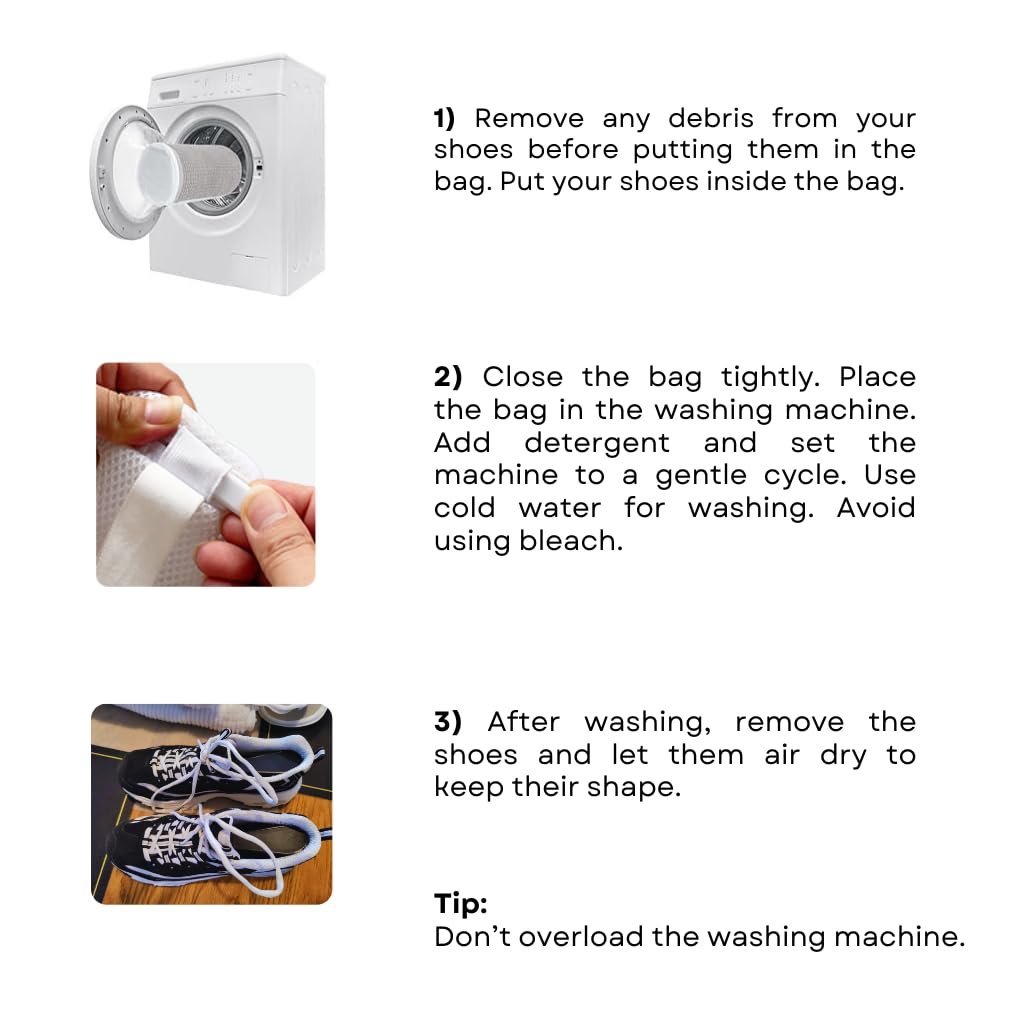 Reusable Mesh Shoe Washing Bag for Sports Shoes - Eliminate Odor & Protect Clothes in Washing Machine | Perfect for Sneakers, Running Shoes & Laundry Protection
