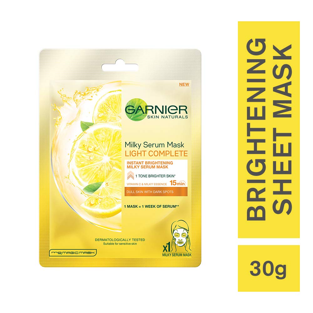 Garnier Skin Naturals Hydra Bomb & Light Complete Face Serum Sheet Mask Set - Blue & Yellow (32g + 30g) for Deep Hydration & Brightening - Perfect for Skincare Routine, Spa Day, or Travel Essentials