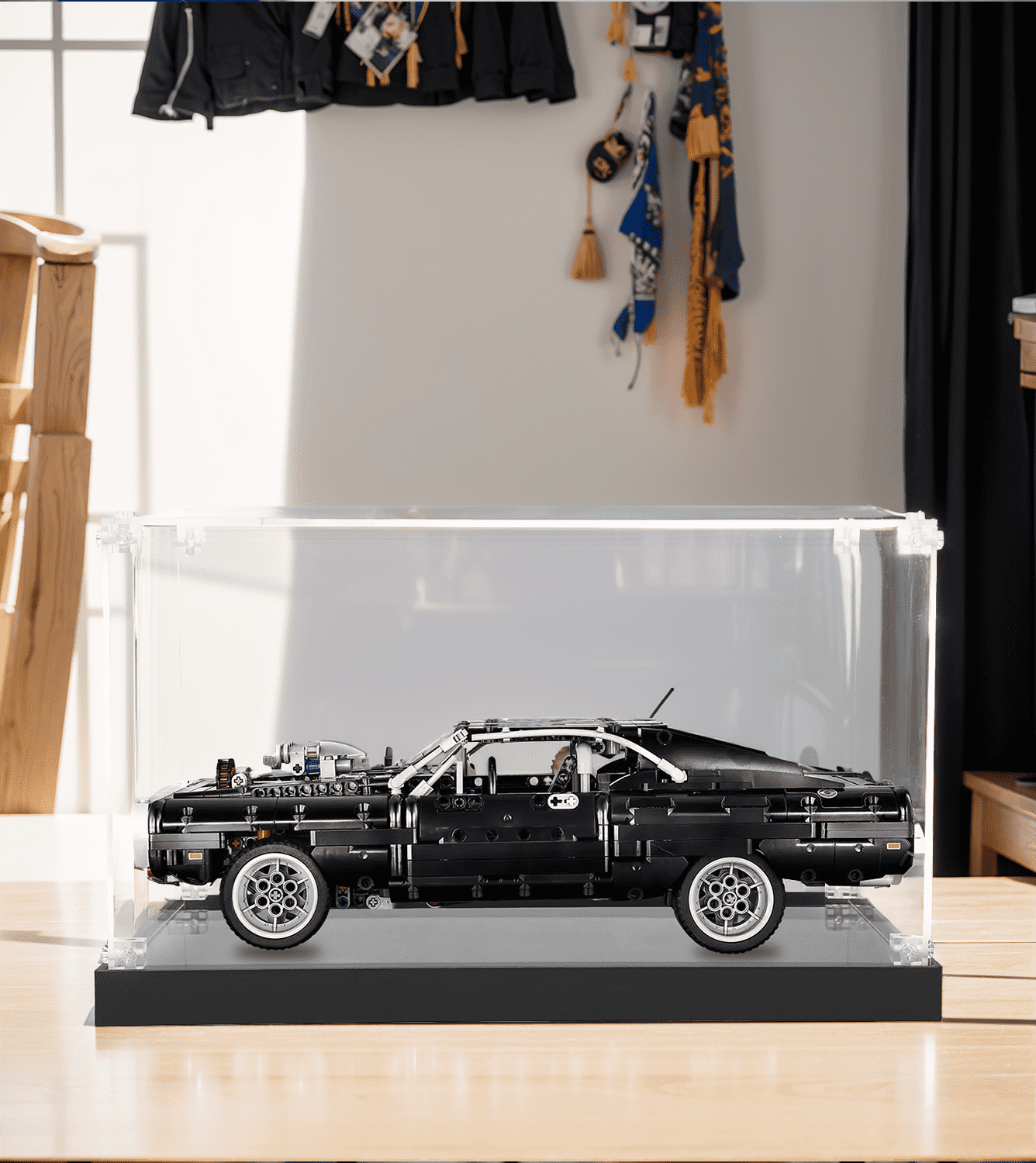 LEGO Dodge Charger Race Car 42111 Display Case - Clear Acrylic Showcase for Collectible Model Cars | Perfect for Home Decoration, Office Display & Gift Giving