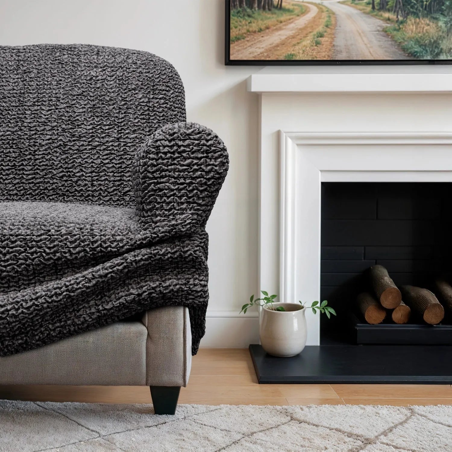 3 Seater Sofa Slipcover - Soft Microfiber Printed Fabric - Perfect for Living Room, Family Room & Home Decor