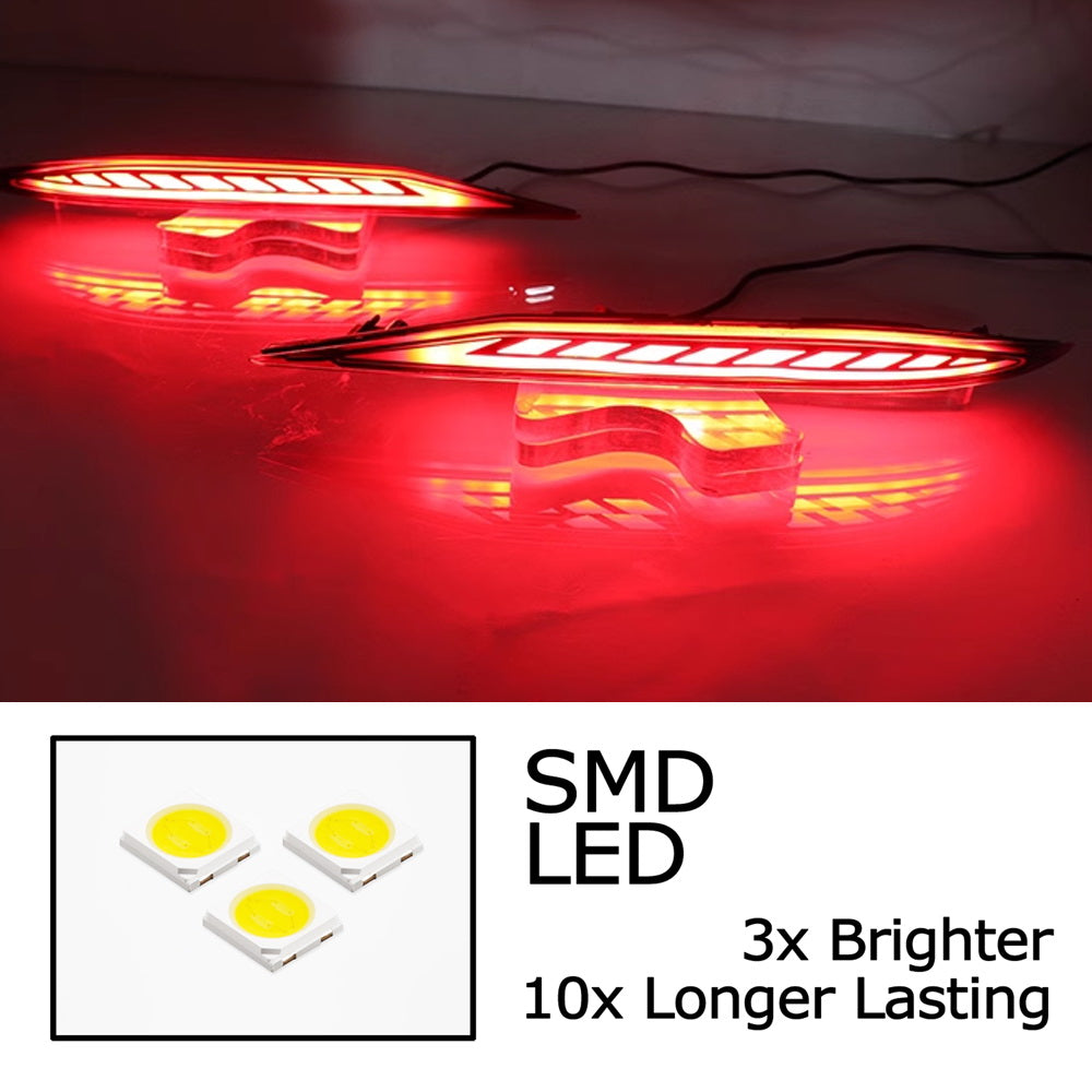 Dark Red Full LED Rear Bumper Reflectors with Sequential Blink for 2021-2023 Hyundai Elantra - Upgrade Your Car's Safety & Style for Night Driving