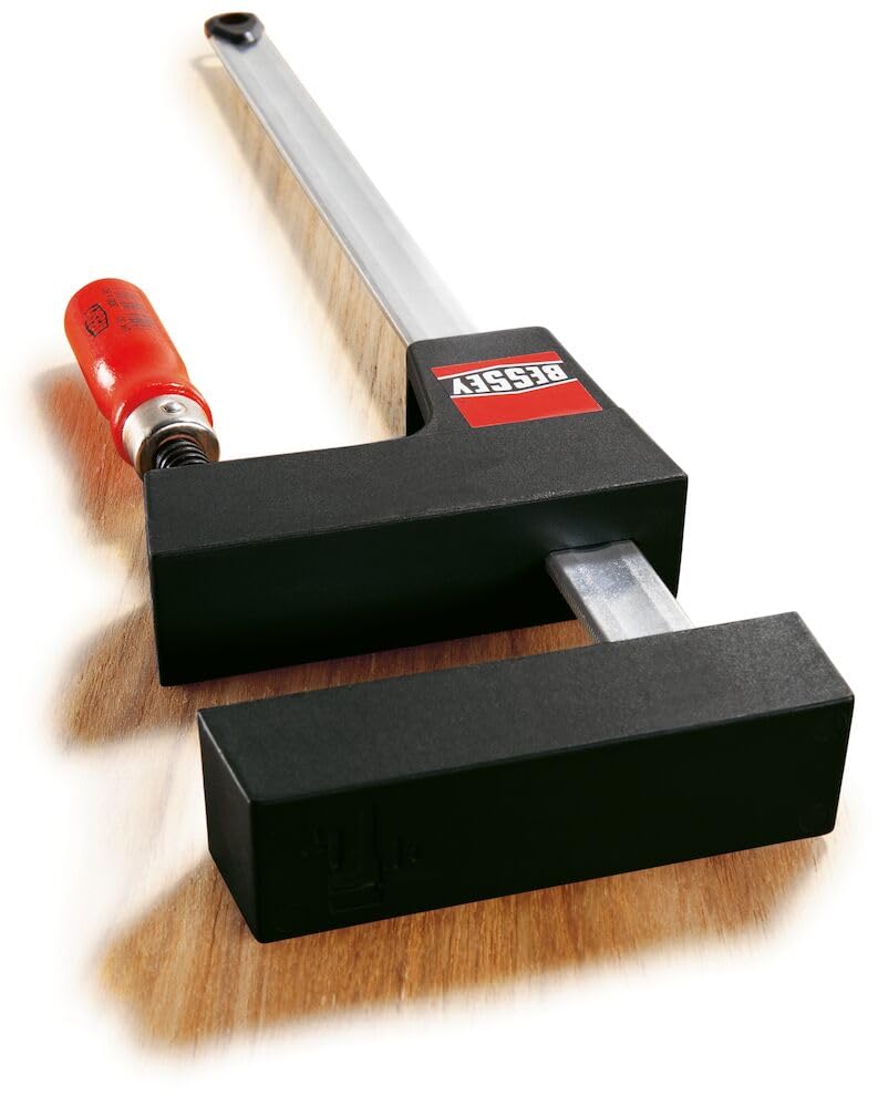 Bessey UK16 Universal Clamp 6.3In/3.15In - Black, Red, Silver - Heavy Duty Woodworking & DIY Projects for Secure Holding
