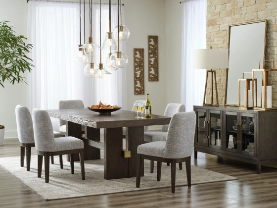 Burkhaus 5-Piece Dining Set - Solid Wood Table & 6 Chairs for Kitchen, Dining Room | Modern Farmhouse Style Furniture for Family Meals & Entertaining