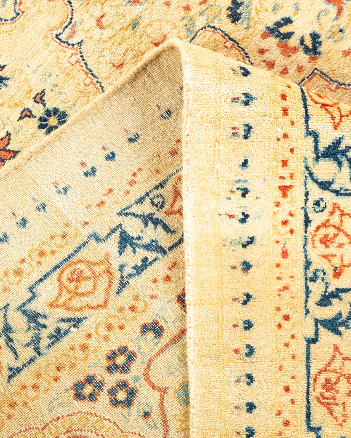 Handmade Wool Traditional Tribal Mogul Ivory 8x10 Area Rug - Unique Hand-Knotted Solo Rugs for Living Room, Bedroom & Home Decor