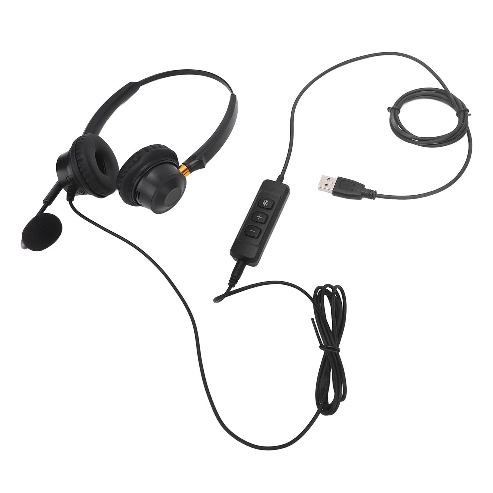 ASHATA Noise Canceling USB Headset with Adjustable Volume - Dual Ear Office Headphones for PC, Laptop, Smartphone & Tablet - Perfect for Remote Work, Call Centers & Online Meetings