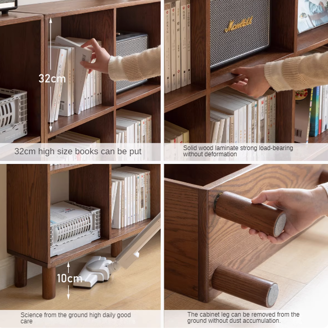 Oak & Beech Solid Wood Modular Bookshelf - Customizable Storage for Home Office, Living Room & Bedroom