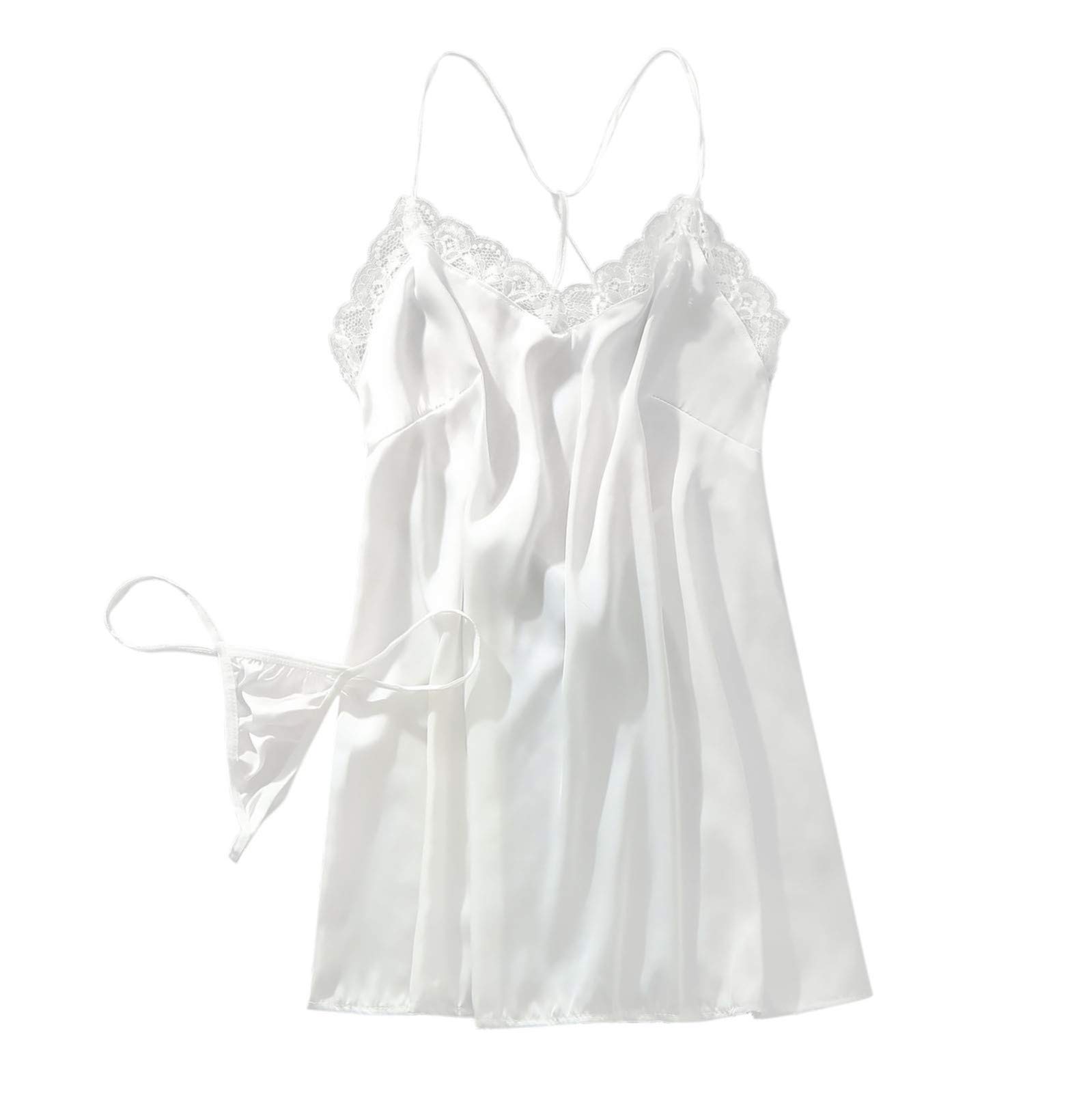 Sexy Lace Babydoll Nightgown & G-String Set - Women's Transparent Lingerie Nightwear for Romantic Evenings & Boudoir Photography