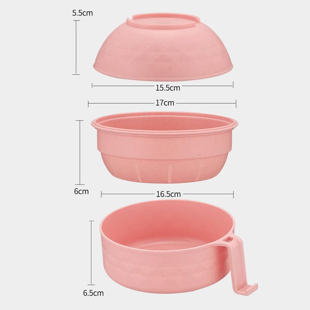Microwave Ramen Bowl with Strainer & Utensils - Portable Noodle Cooker for Soup, Salad - Blue