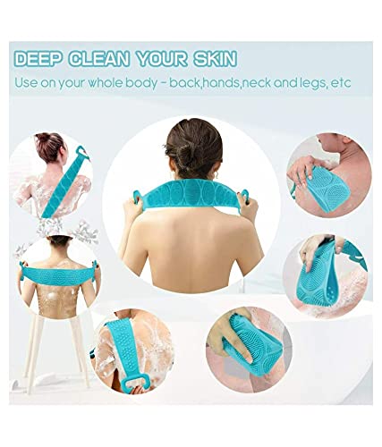 Premium Double-Sided Silicone Body Scrubber Belt - Exfoliating Shower Scrubber for Men, Women & Kids - Bath Towel Replacement with Gentle Massage - Perfect for Spa, Gym & Travel (Multi-Color)