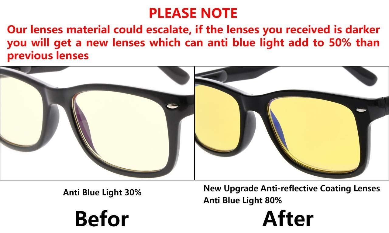 Eyekepper Memory Titanium Bridge Computer Glasses - 50% Blue Light Blocking, Amber Tinted Reading Glasses for Men & Women - Reduce Eye Strain for Office Work, Gaming & Screen Time