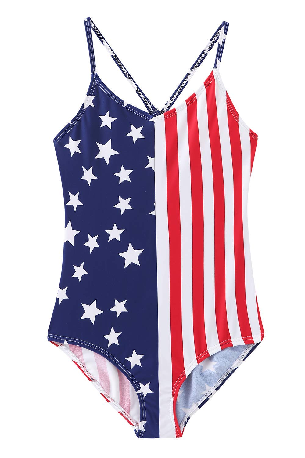 Girls' Striped Rainbow One Piece Swimsuits - Cute Bathing Suit for Kids, Beach, Pool & Summer Water Activities
