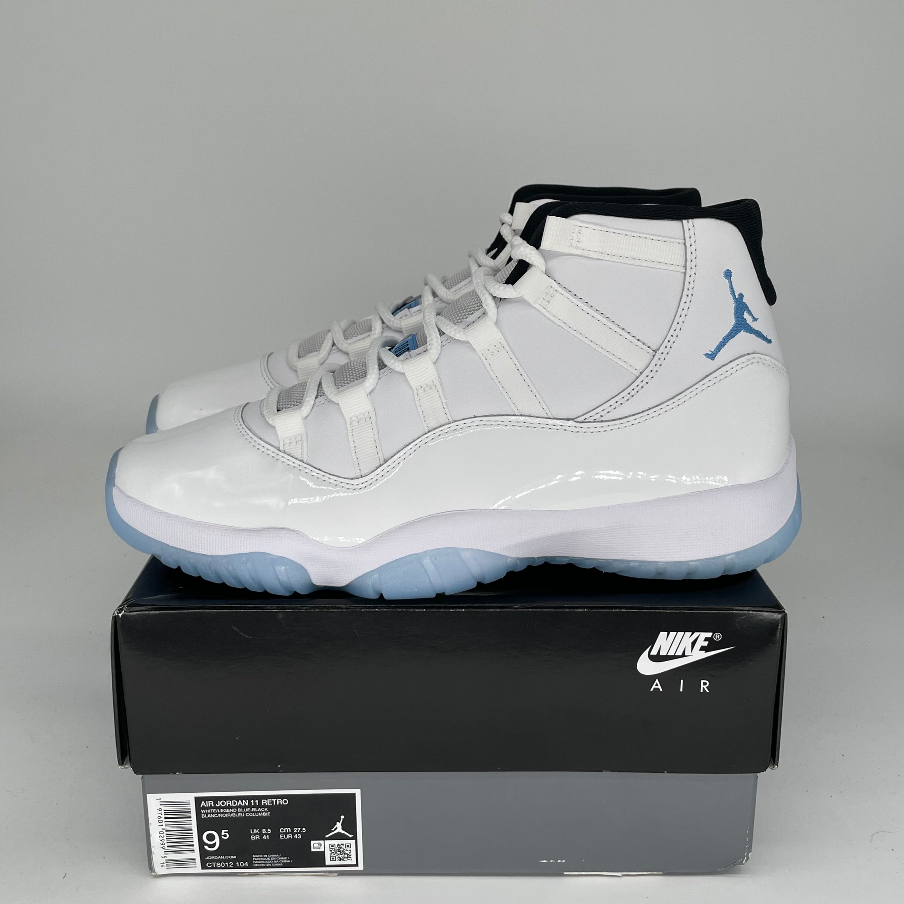 AIR JORDAN 11 Retro Legend Blue Men's Basketball Shoes Size 9.5 - White/Columbia Blue (CT8012-104) | Perfect for Sneaker Collectors & Court Performance