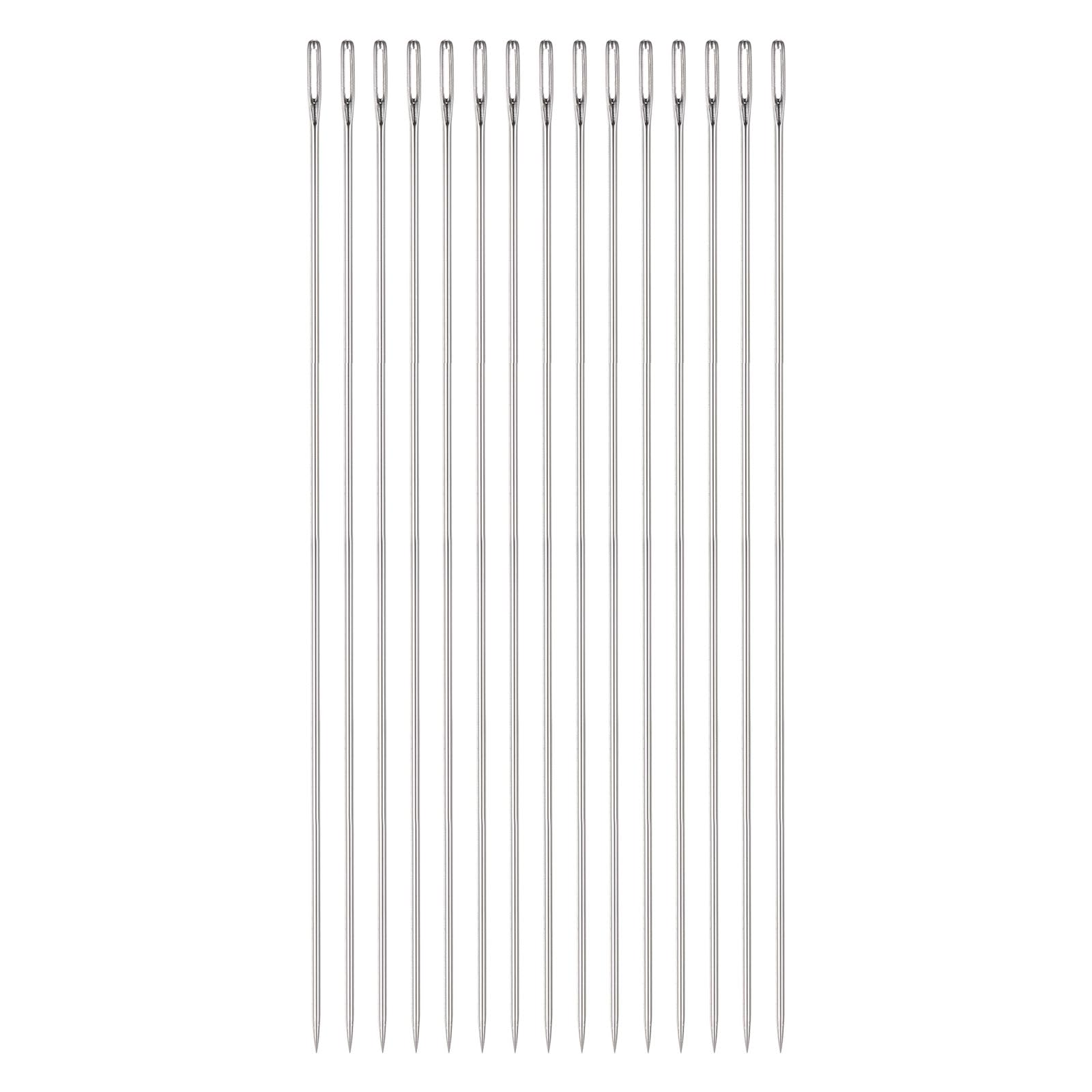 HARFINGTON 15pcs Stainless Steel Beading Needles 1.6mm Diameter 7 Inch Long Straight Sewing Needles for Embroidery, Jewelry Making, Quilting and DIY Craft Projects