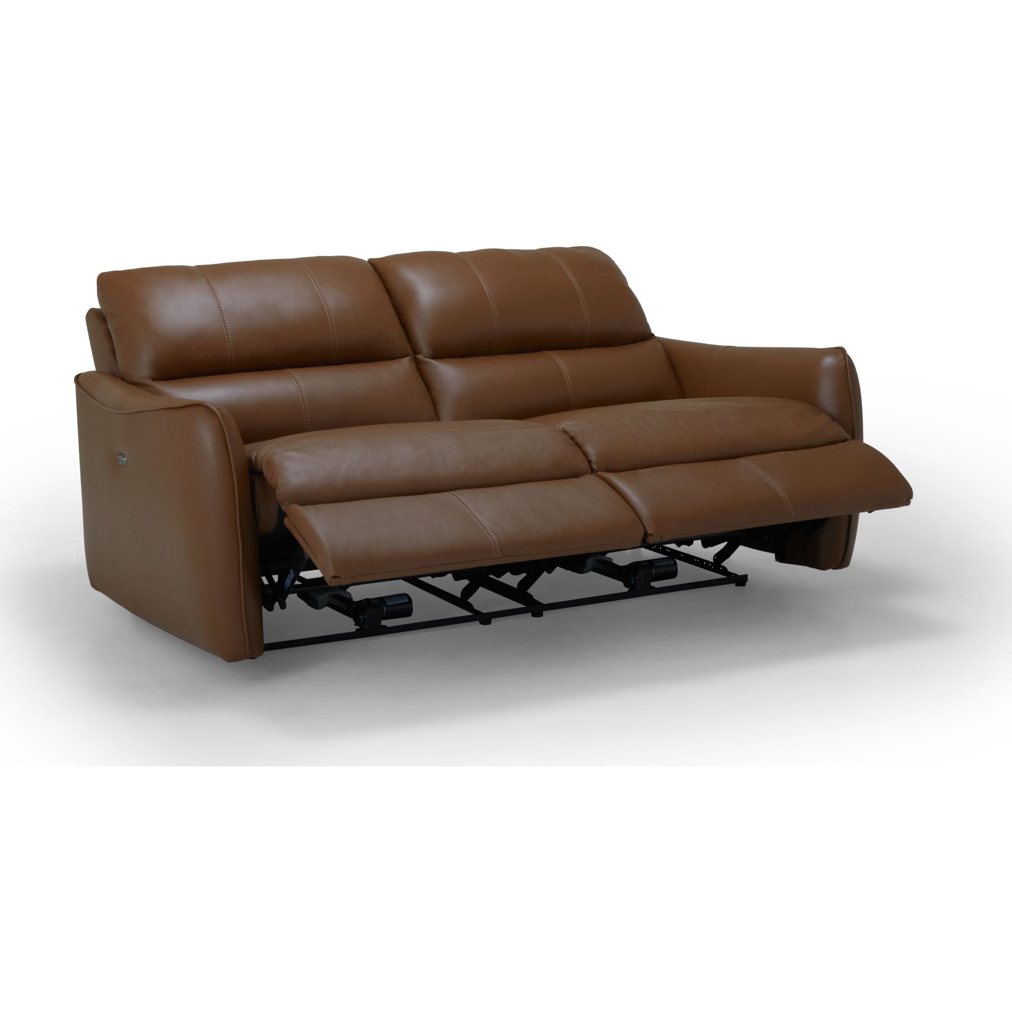 Arlo Power Reclining Sofa - 3-Seater Leather Sectional Couch with USB Charging Ports, Valencia Biscotti Color - Perfect for Living Room, Home Theater & Family Gatherings