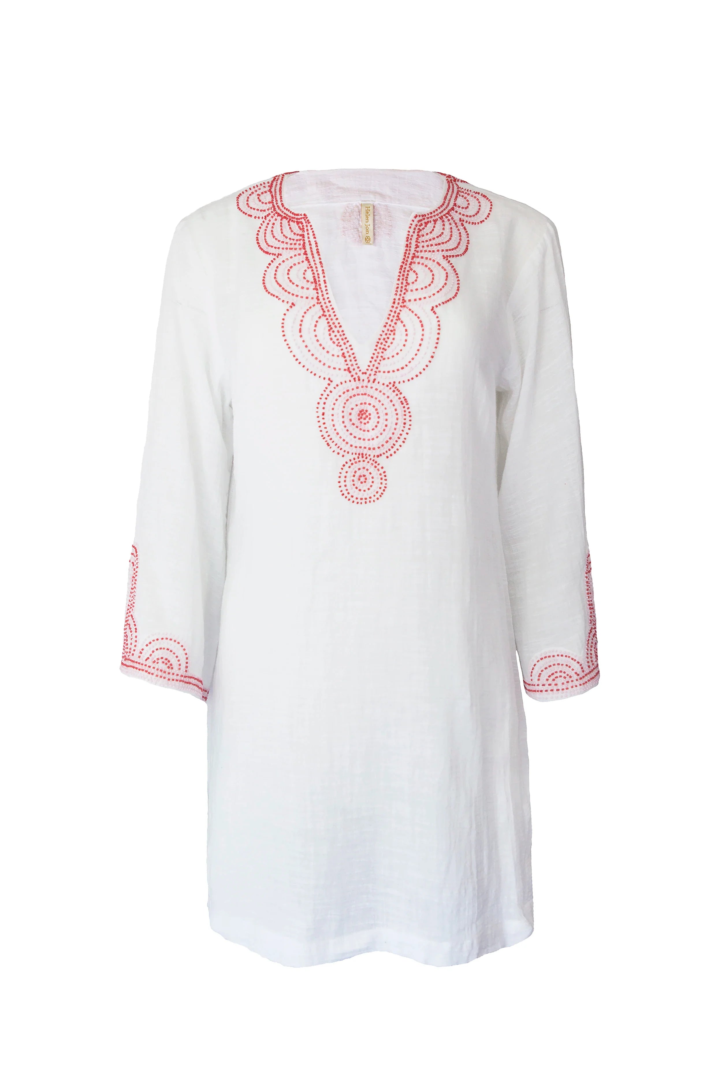 Beaded Beach Tunic Cover Up - Watermelon Pink Summer Dress for Women | Perfect for Poolside, Vacation & Boho Fashion