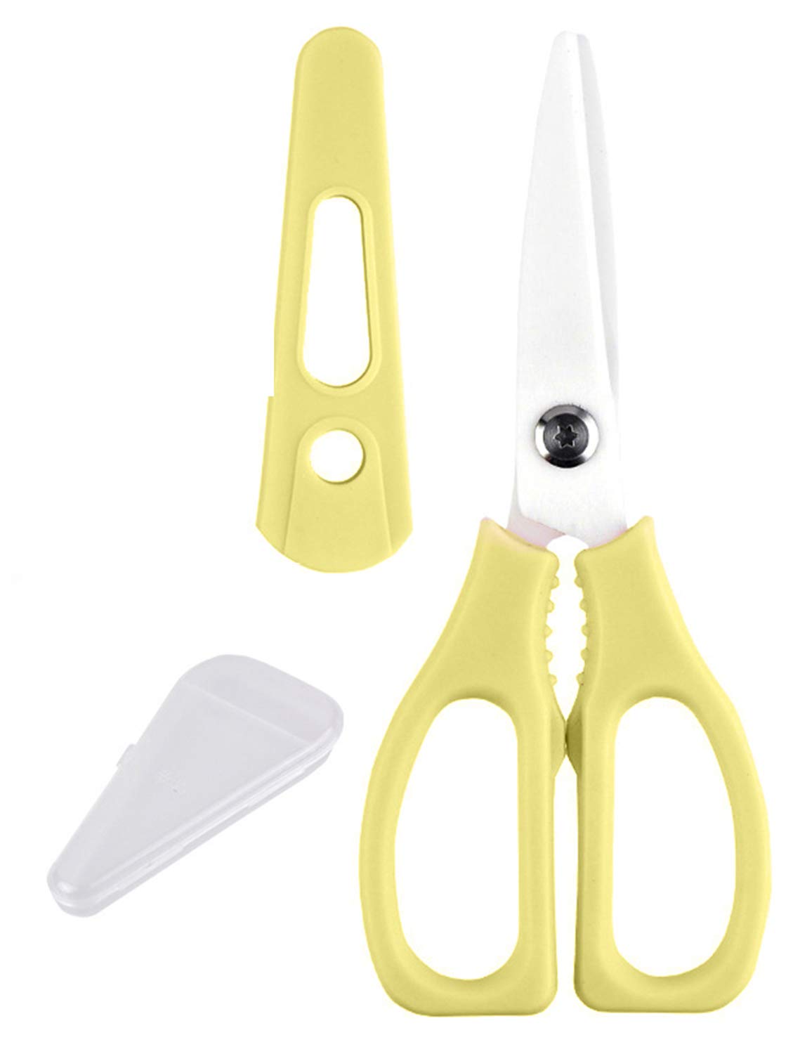 Ceramic Baby Food Scissors with Protective Cover - Safe, Portable Kitchen Shears for Cutting Fruits, Vegetables & Soft Foods - Ideal for Travel, Baby Meals & Everyday Kitchen Use