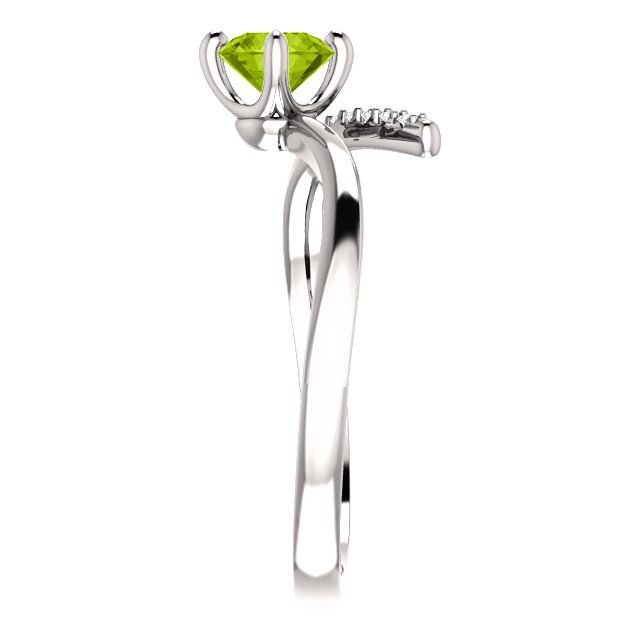 14K Gold 0.55ct Peridot & 0.10ctw Diamond Accent Bypass Ring - Elegant Jewelry for Engagement, Anniversary & Special Occasions