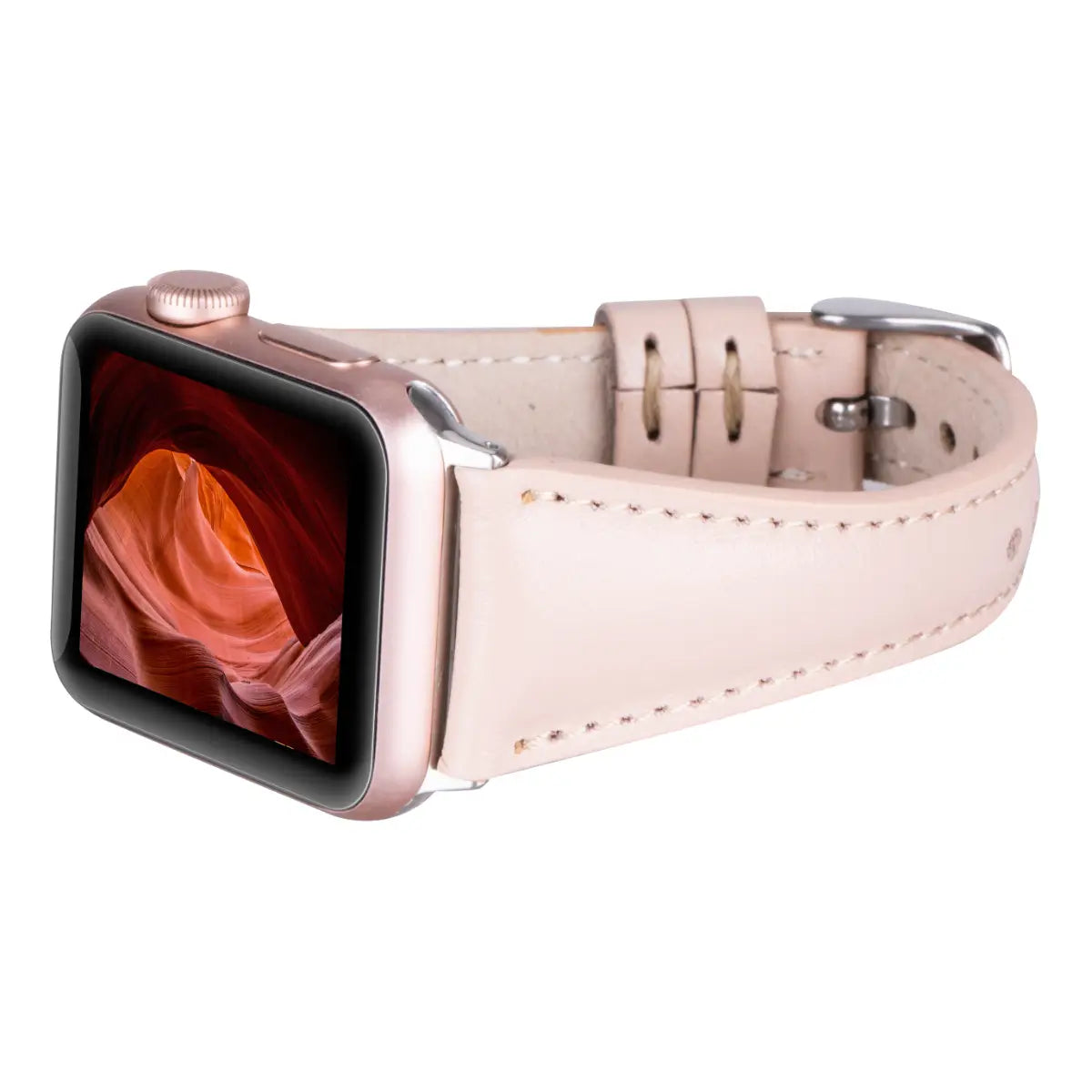 Elegant Nude Pink Leather Slim Apple Watch Band - Stylish & Comfortable Replacement Strap for Women & Men - Perfect for Work, Gym & Everyday Wear