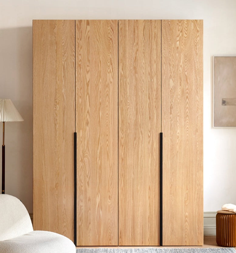 Solid Oak Wood Wardrobe - Modern High Closet for Bedroom & Living Room Storage | Durable & Stylish Furniture for Home Organization