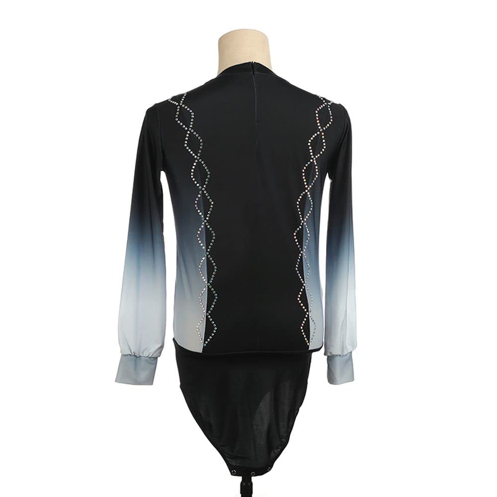Black Gradient Diamond Figure Skating Suit for Boys & Men - Competition, Training & Performance Wear - Perfect for Ice Shows, Championships & Practice Sessions