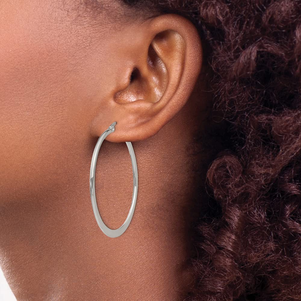 Stainless Steel 43mm Hoop Earrings for Women - 2mm Thick Durable Hypoallergenic Jewelry - Perfect for Everyday Wear, Parties & Gifts
