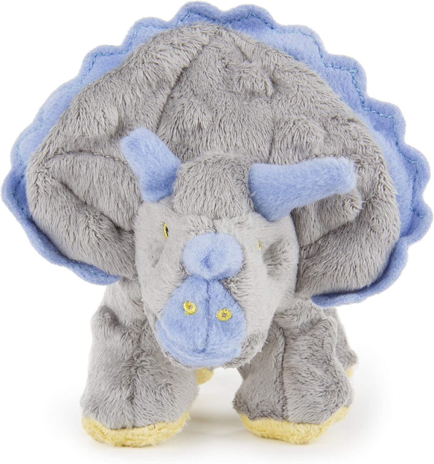 goDog Dinos Frills Squeaky Plush Dog Toy with Chew Guard Technology - Gray Small Dinosaur Chew Toy for Puppies & Small Dogs | Interactive Play, Training Reward, Teething Relief