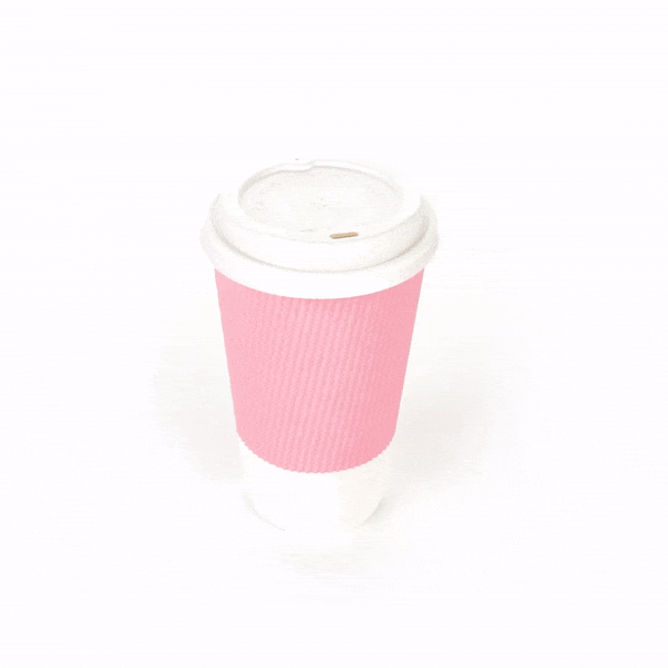 16 oz Light Pink Ripple Wall Paper Coffee Cups with White Lids - 200 Count Bulk Pack (3.5