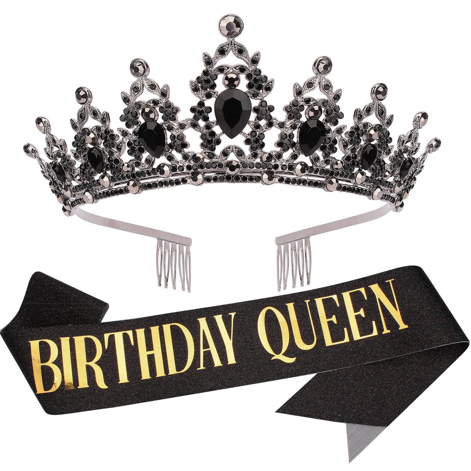 Elegant Birthday Crowns & Tiaras for Women - Happy Birthday Queen Crown Set with Sash - Perfect Birthday Gifts & Party Decorations - Great for Birthday Celebrations, Bachelorette Parties & Special Occasions