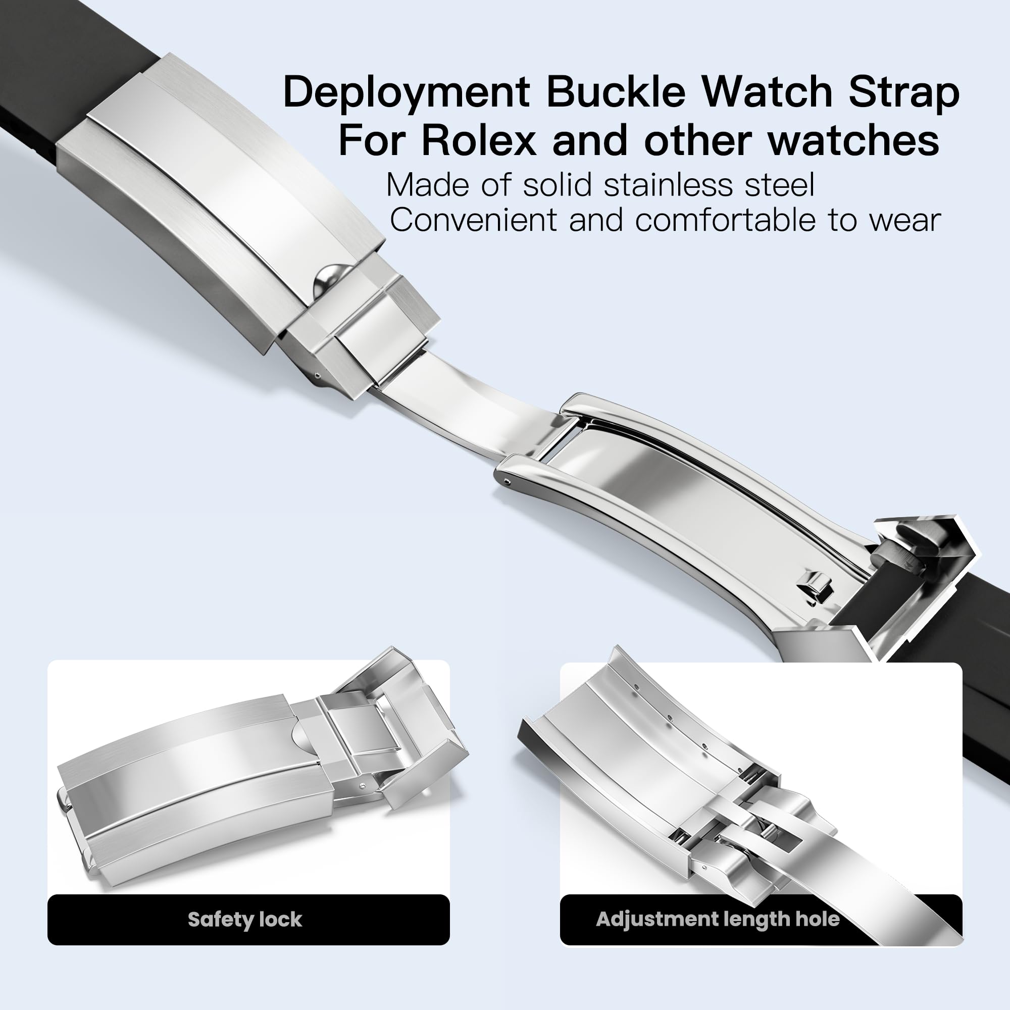 20mm Rubber Watch Band for Rolex - Replacement Curved End Strap for Men & Women - Black, Blue, Green - Perfect for Diving, Swimming & Casual Wear