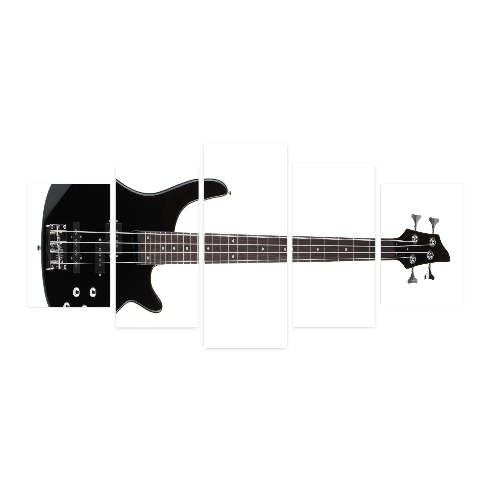 Ambesonne 5-Panel Acrylic Glass Wall Art - Bass Guitar with 4 Strings Rock & Roll Blues Jazz Theme - 60