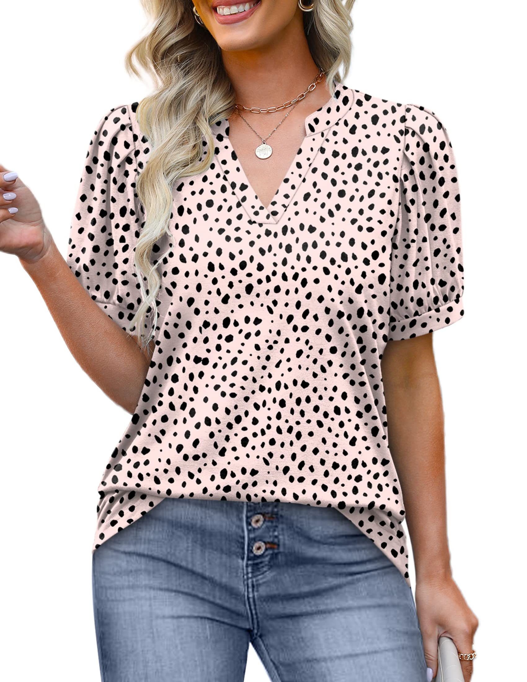 Women's Summer Flowy Tunic Top - Short Sleeve Loose Blouse - Breathable Casual Shirt for Women Plus Size XXL - Perfect for Beach, Vacation & Everyday Wear