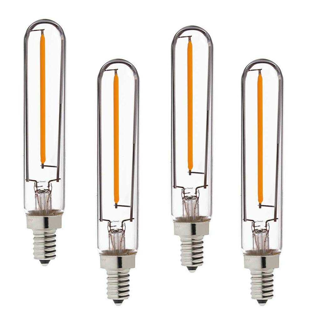 E12 LED Filament Bulb - 1W Dimmable Edison Light Bulb (4 Pack) - 2200K Warm White Candelabra Night Light - T20 Tubular Design - 10W Incandescent Replacement for Chandeliers, Sconces & Vintage Fixtures - Perfect for Bedroom, Living Room & Restaurant Ambiance Lighting