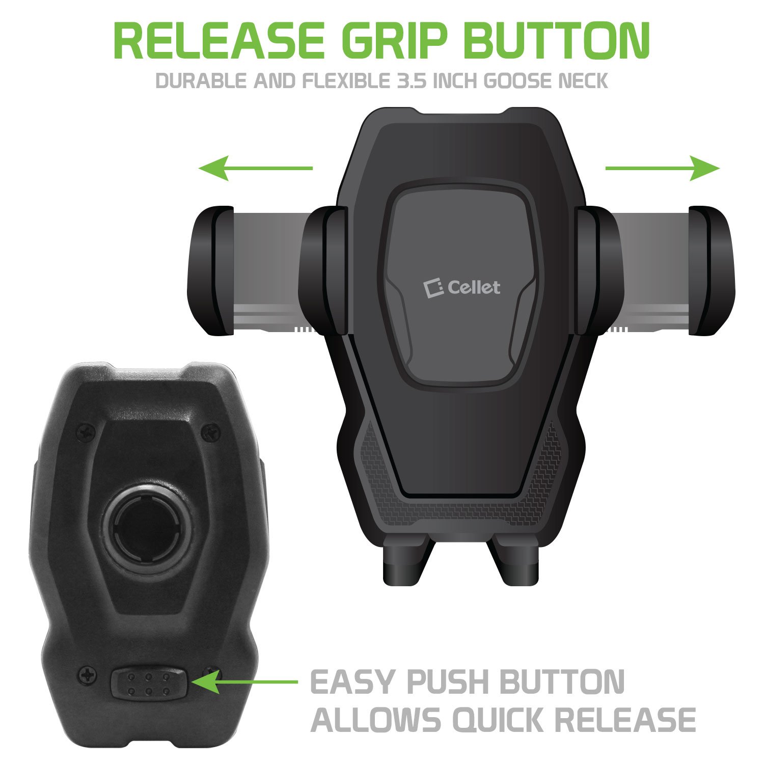 Cellet Universal Car Phone Holder Mount - Flexible Gooseneck & Strong Suction Cup for Windshield & Dashboard - Hands-Free GPS Navigation & Driving Safety - Perfect for Commuting, Road Trips & Rideshare Drivers