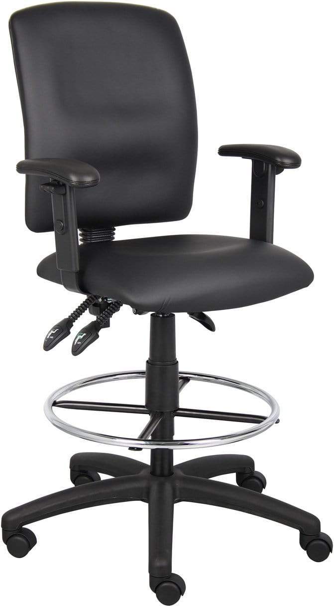 Boss Multi-Function LeatherPlus Drafting Stool [B1645] - Adjustable Height Office Chair for Architects, Artists & Home Office Use