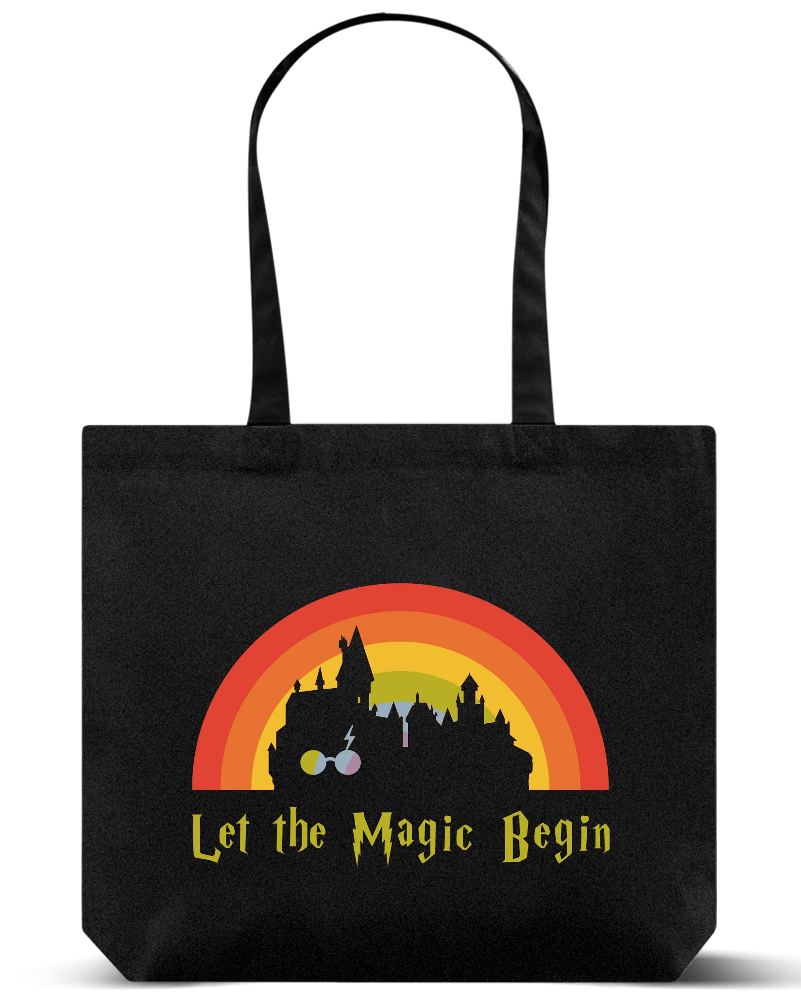 Harry Potter Hogwarts Tote Bag - Cotton Reusable Shopping Bag for Travel, Groceries & Halloween Trick-or-Treat - Perfect for School, Work & Magic Themed Events