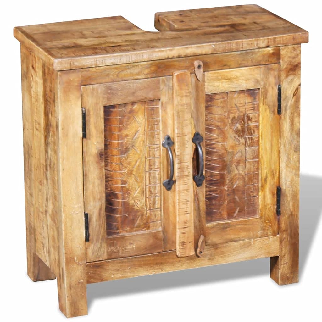 Premium Solid Mango Wood Bathroom Vanity Cabinet with Mirror & Sink Combo - Modern Bathroom Storage Solution for Small Spaces & Master Bathrooms