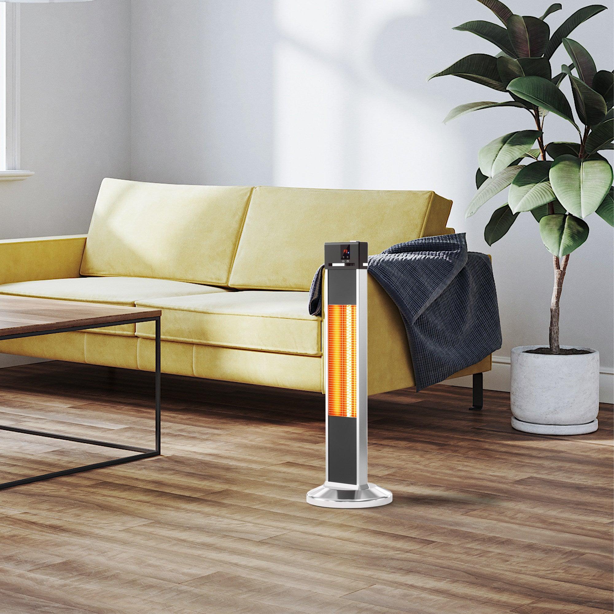 32H 1500W Portable Vertical Infrared Heater with Remote Control - Tip Over Protection & 24H Timer - Perfect for Bedroom, Office, and Indoor Heating