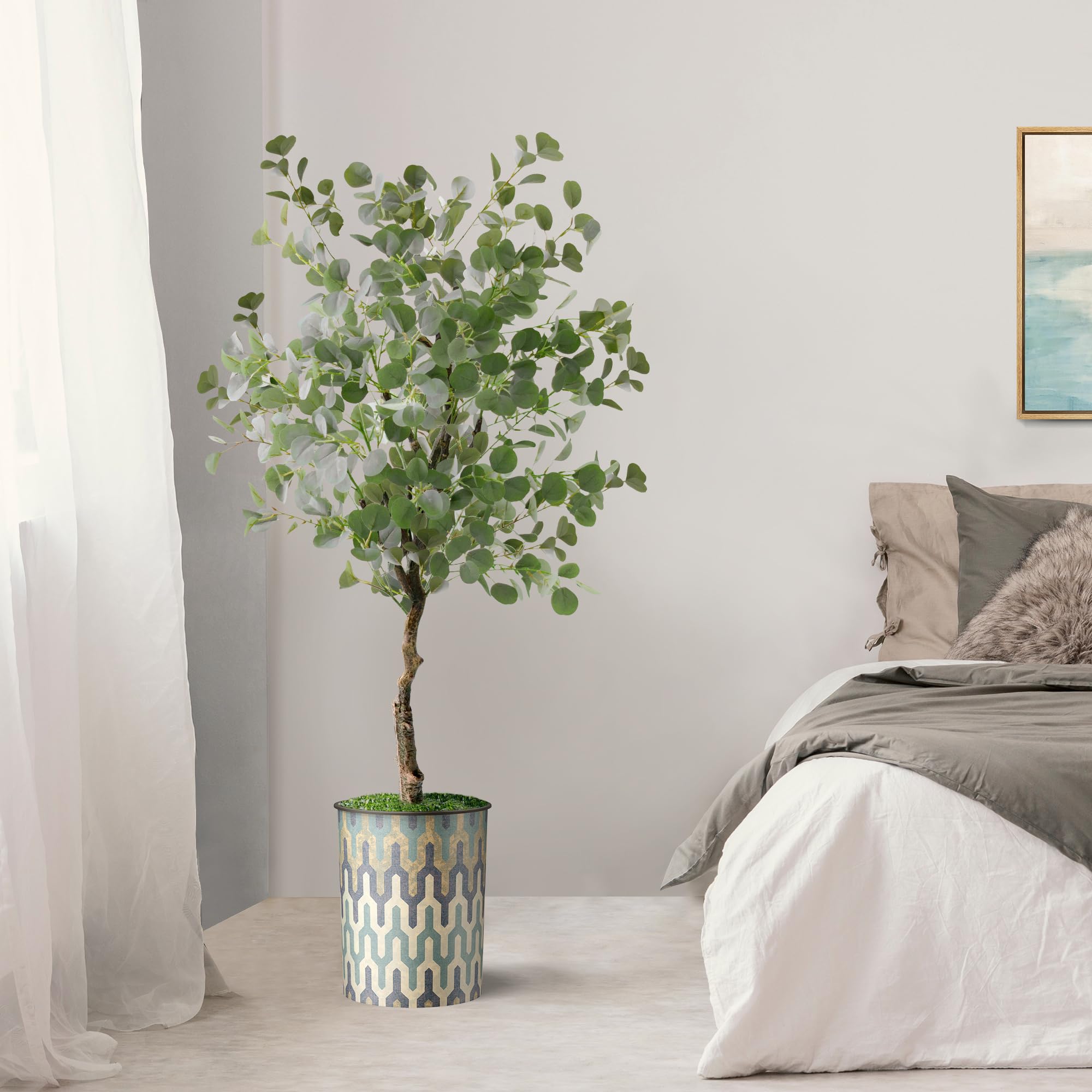 Modern Artificial Eucalyptus Tree in Planter - 57