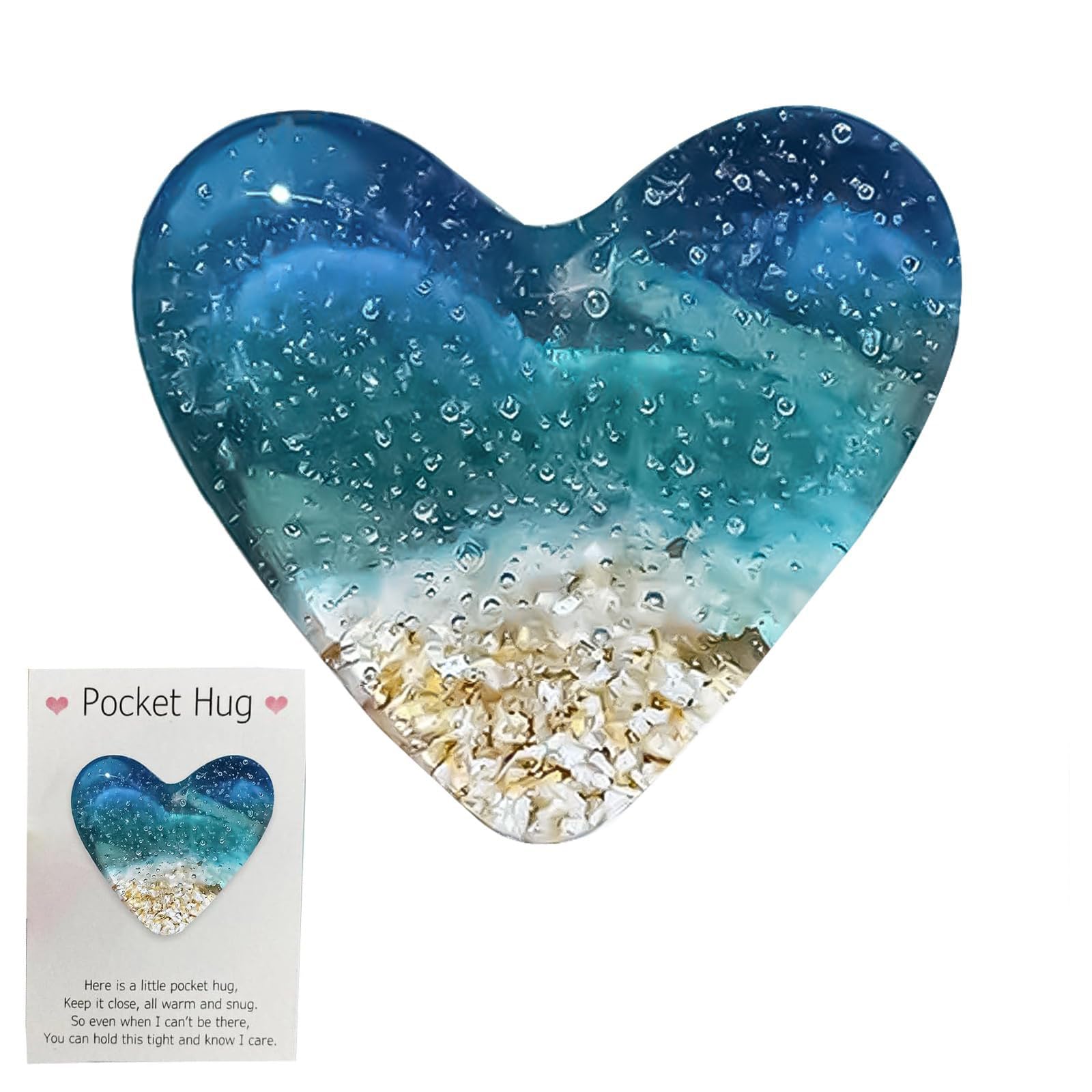 Heart-Shaped Glass Pocket Hug Token - Friendship Keepsake Gift for Women | Cute Positive Good Luck Charm for Birthday, Wedding, Christmas, Mother's Day & Valentine's Day | Perfect for Long-Distance Relationships, Best Friend Gifts & Emotional Support