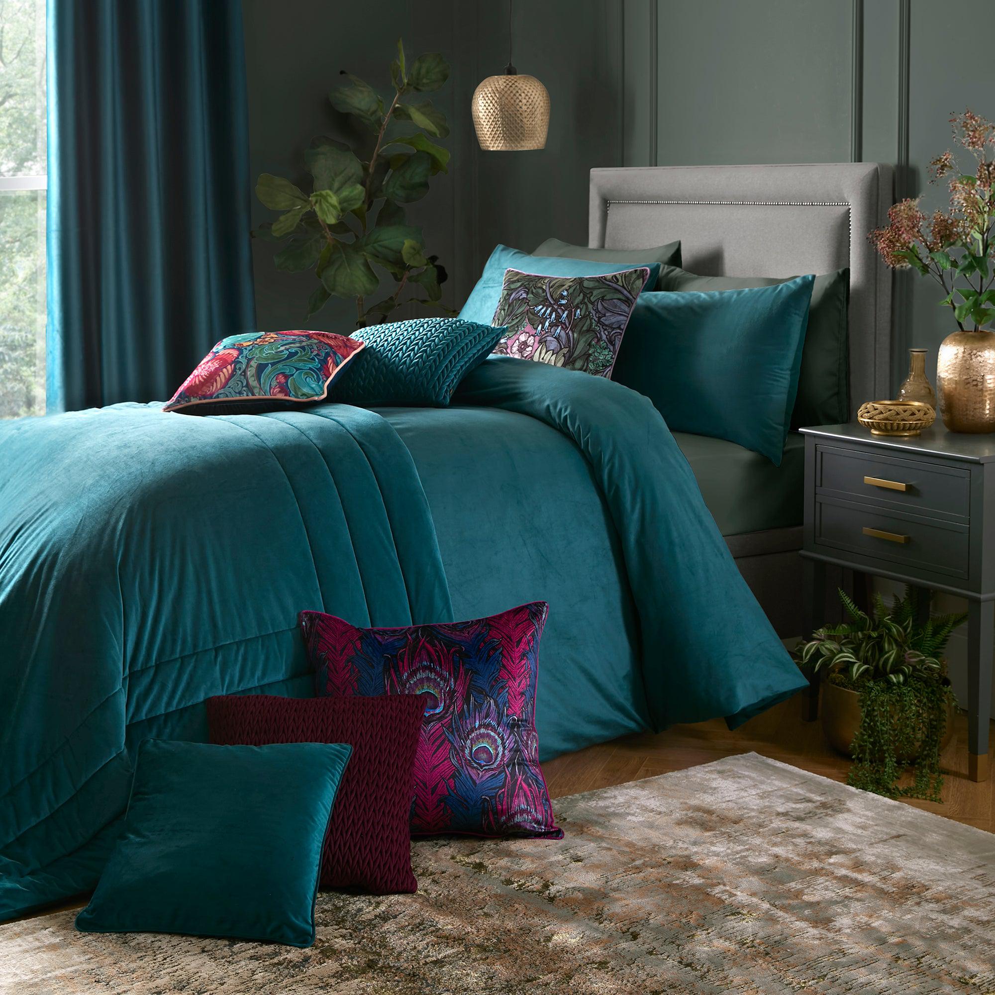 Laurence Llewelyn Bowen Montrose Duvet Cover Set - Teal Blue Luxury Bedding for Master Bedroom & Guest Room