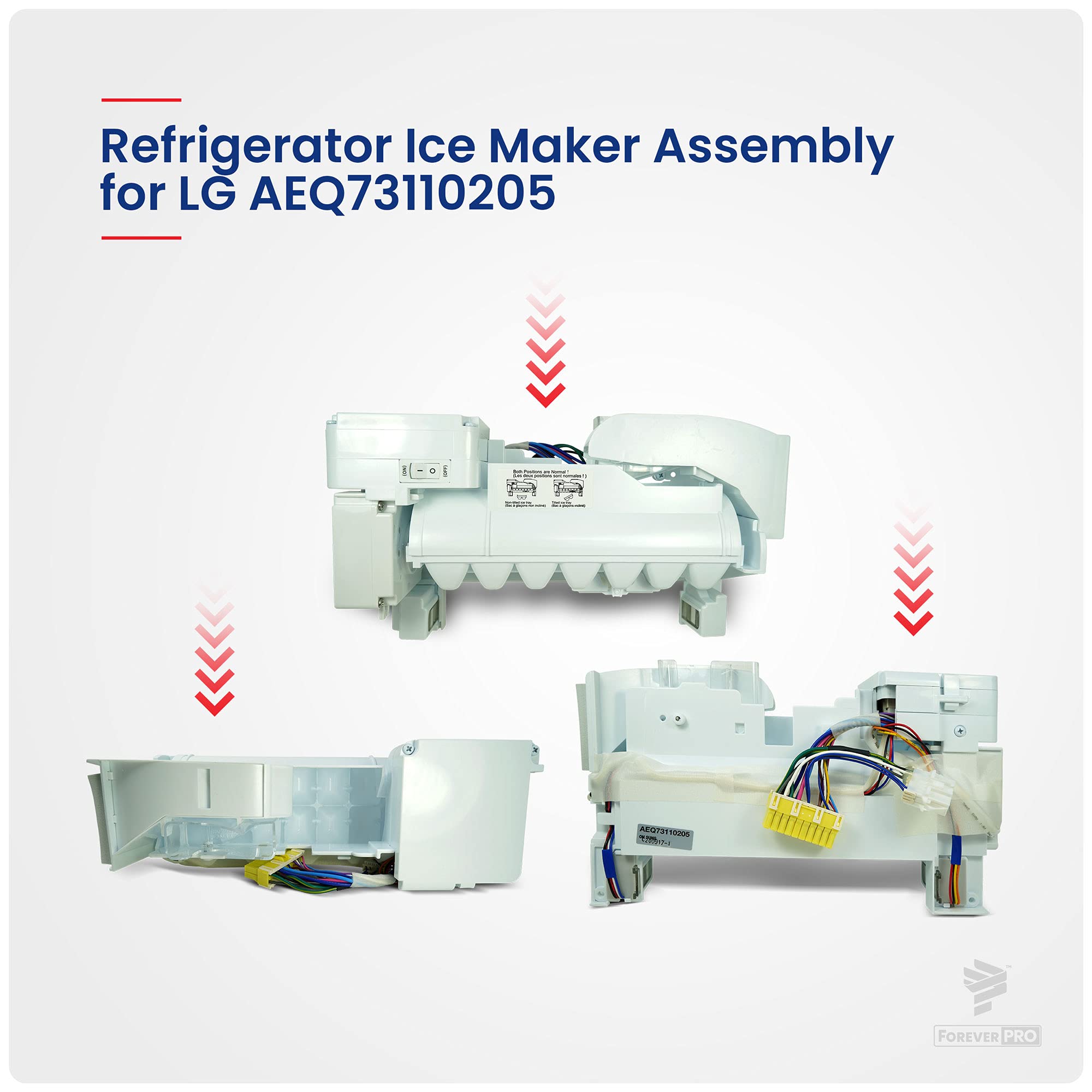 ForeverPRO AEQ73110205 Ice Maker Assembly Kit for LG Refrigerator - Compatible with Models 2657858, AEQ72910401, AEQ72910404, AEQ72910405 - Easy DIY Replacement for Home Kitchen Appliances