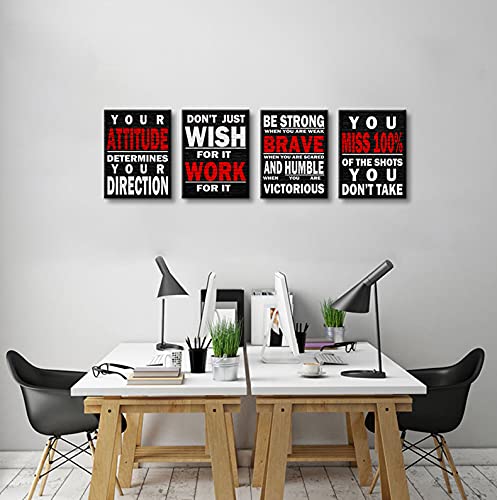 Black and White Motivational Canvas Wall Art for Office Décor - Inspirational Quotes & Posters for Home & Workspace - Perfect for Office Walls, Living Rooms & Study Spaces