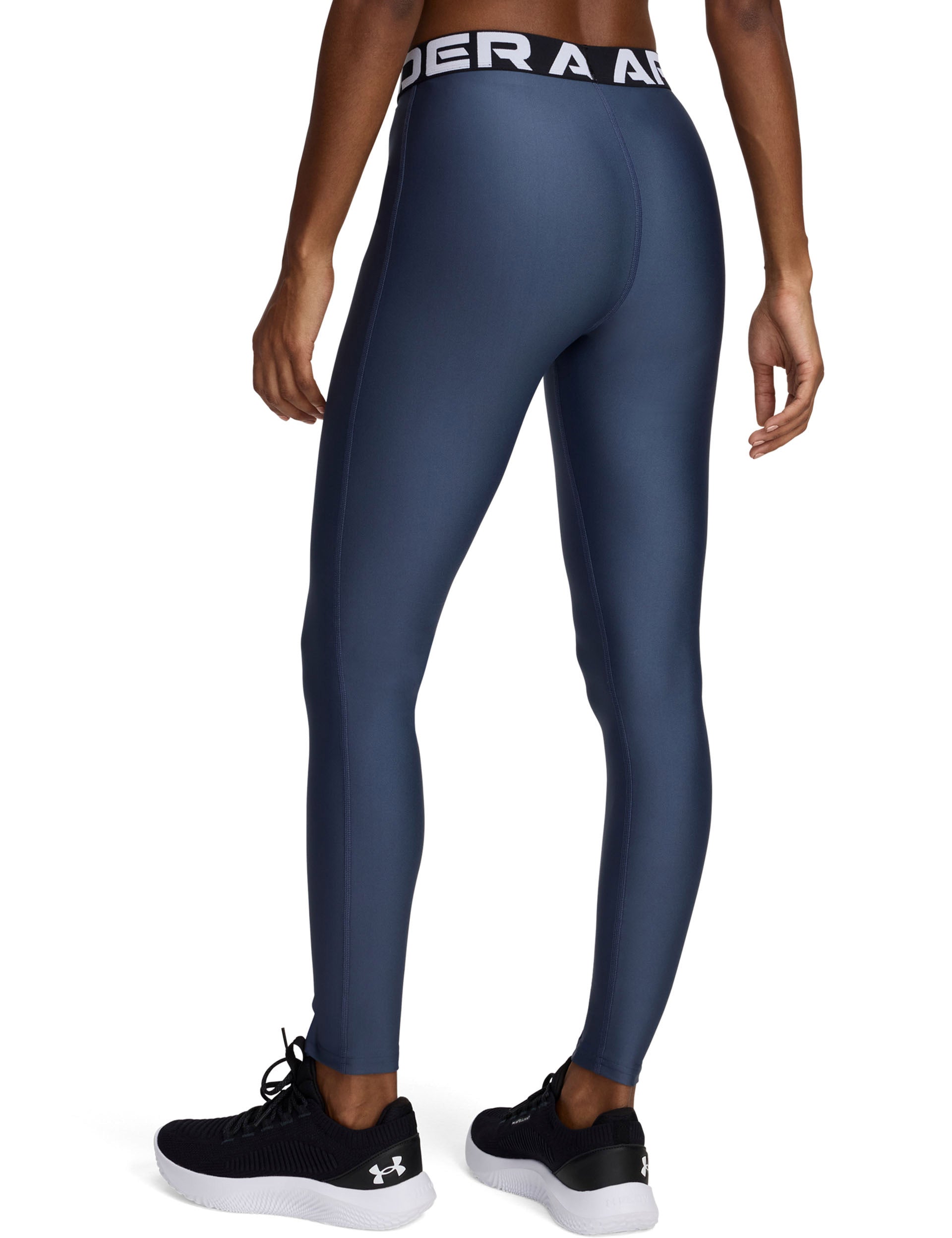 HeatGear Leggings for Women - Moisture-Wicking, Breathable Workout Leggings in Downpour Grey/White - Perfect for Running, Yoga & Gym Training