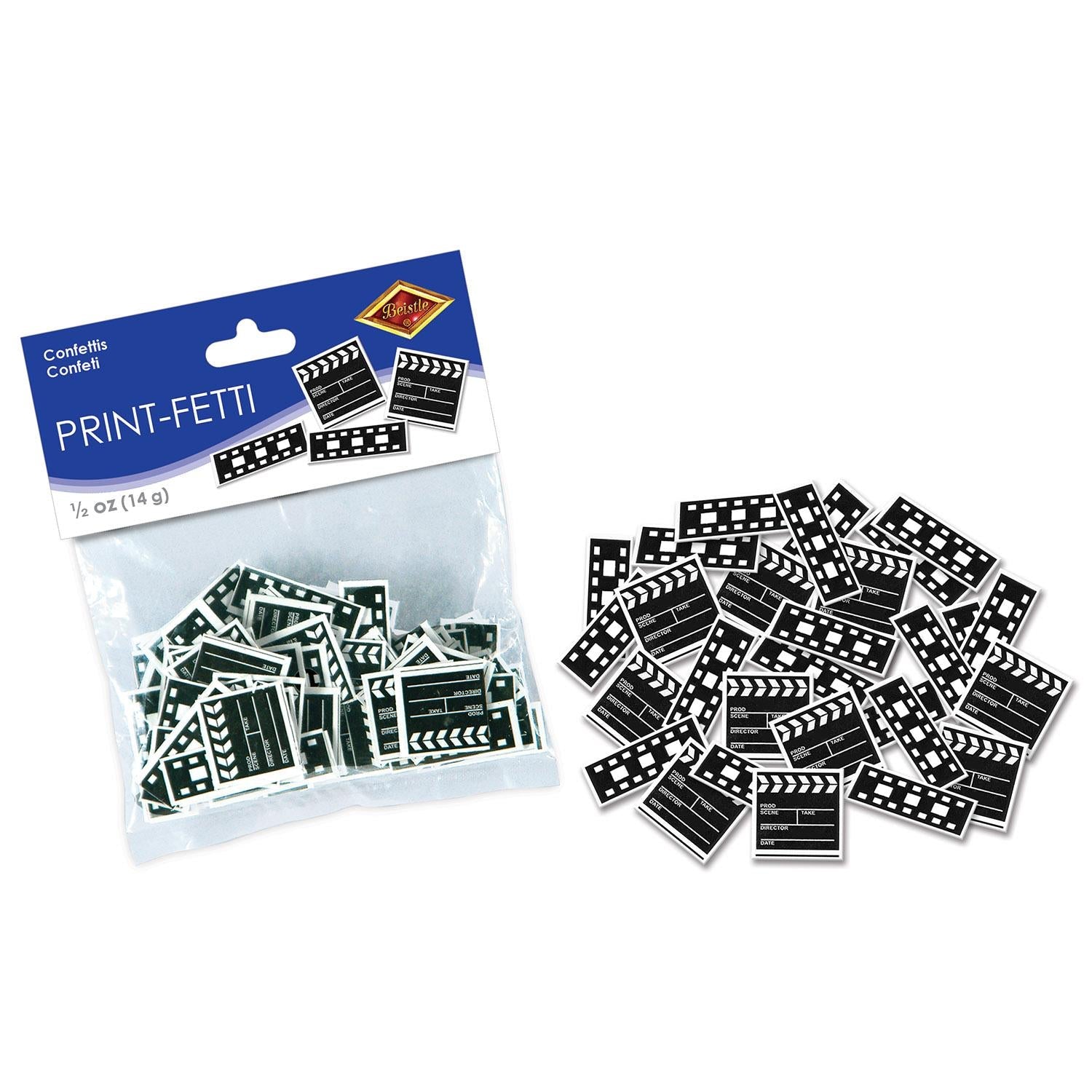 12 Pack Beistle Clapboard/Filmstrip Confetti (0.5 Oz/Pkg) - Perfect for Movie Themed Parties, Hollywood Events & Film Premiere Decorations