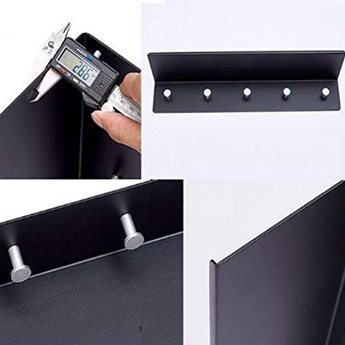 Black Aluminum Wall Mount Shelf with 5 Hooks - Multifunctional Bathroom Organizer for Towels, Robes & Toiletries | Space-Saving Storage Solution