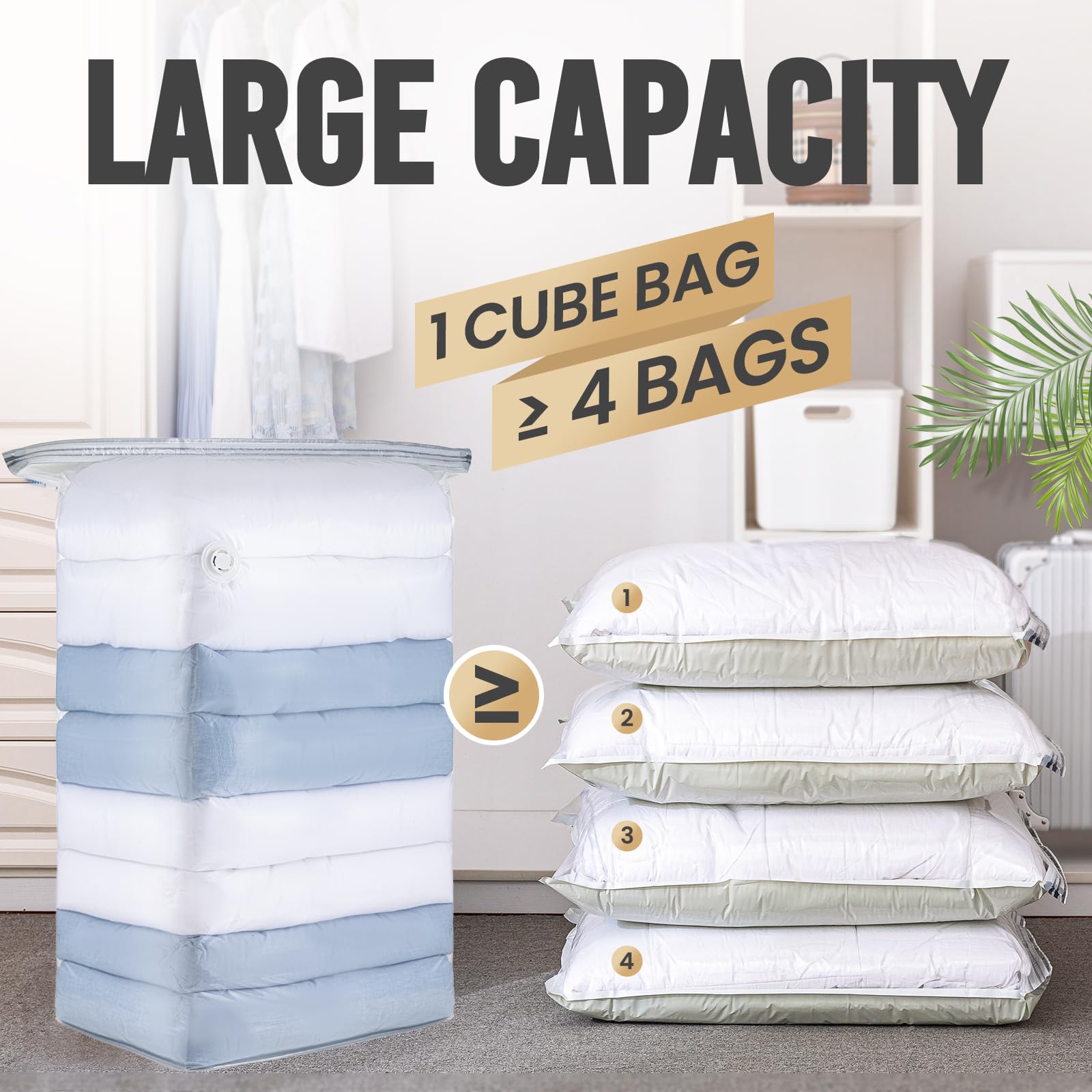 TAILI 6 Pack Jumbo Vacuum Storage Bags 31x40x15 Inch - Extra Large Vacuum Seal Bags for Comforters, Blankets, Bedding & Clothes - Space Saving Closet Organization - Perfect for Seasonal Storage & Travel Packing