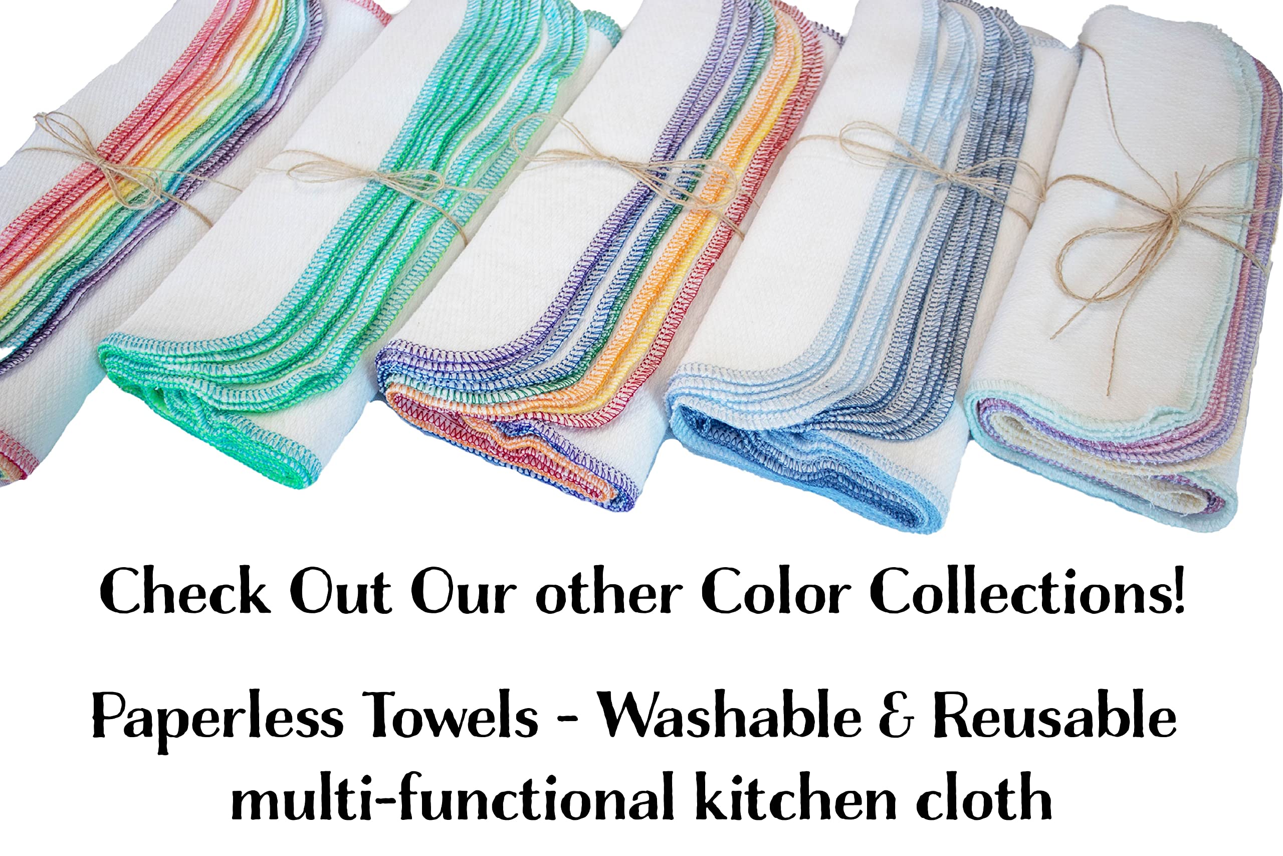 Eco-Friendly Reusable Paper Towels - 12 Pack Washable Kitchen Towels for Cleaning & Spills (Mint Bright White) | Sustainable Alternative to Disposable Paper Towels for Home & Office Use